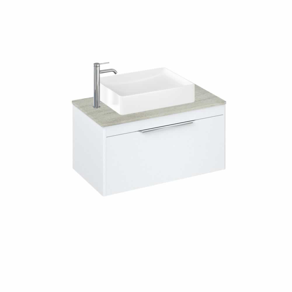 Shoreditch 85cm single drawer Matt White with Concrete Haze Worktop and Quad Countertop Basin